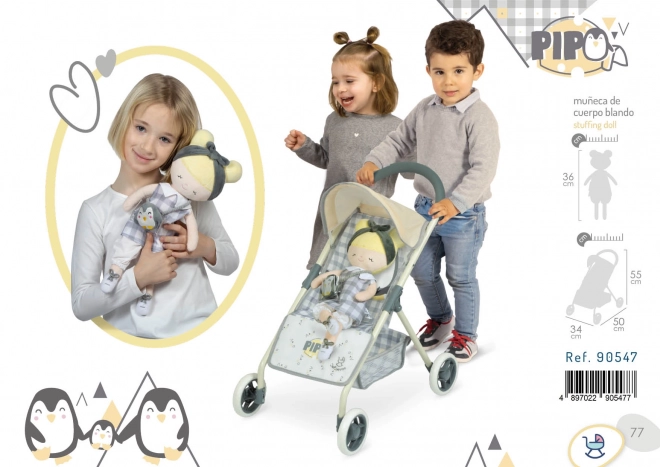 Sport Stroller for Dolls with Plush Doll PIPO