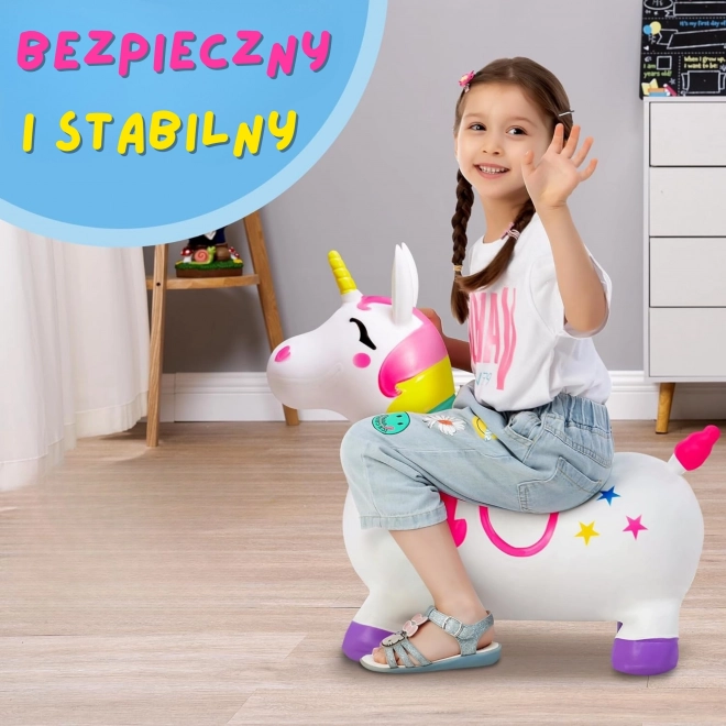 Bijeli skakući jednorog s pumpom Woopie