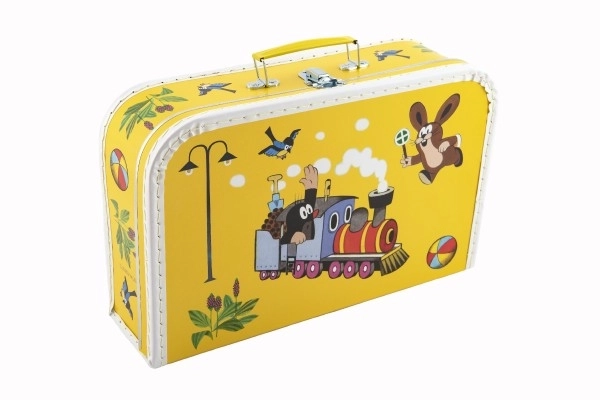 Sewn Suitcase Little Mole and Train Yellow 35x22x10cm