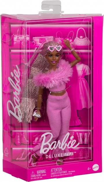 barbie deluxe style – ružičasti pahuljasti komplet
