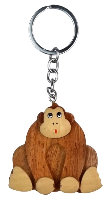 Large Wooden Monkey Keychain