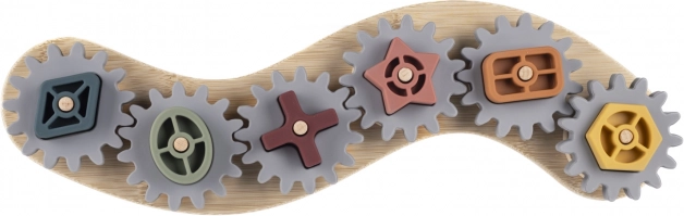 Silicone bamboo puzzle with gears, Multicolor