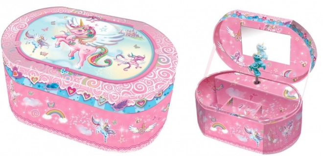 Oval Unicorn Musical Jewelry Box