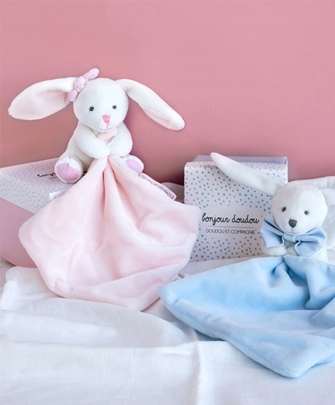 Gift Set with Stuffed Bunny and Comfort Blanket