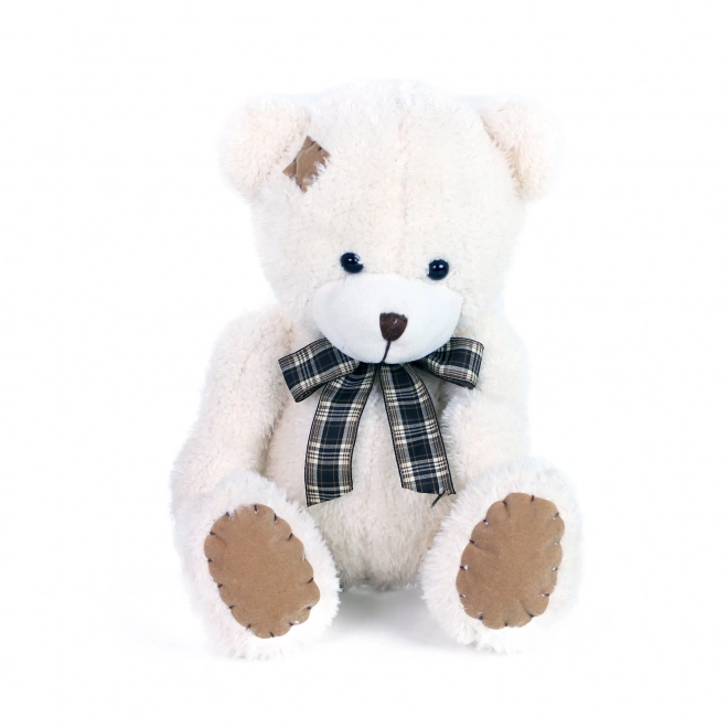 Plush Teddy Bear with Ribbon and Patch 27 cm Beige