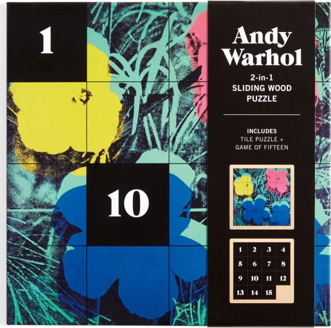 Galison Wooden Sliding Puzzle Andy Warhol Flowers