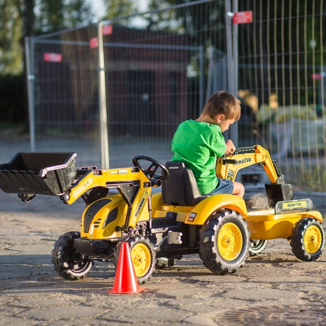 Pedal Tractor Komatsu with Front and Rear Bucket and Roller