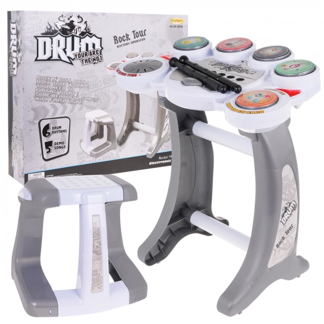 Electronic Drum Set for Kids with Stool and Demo Melodies