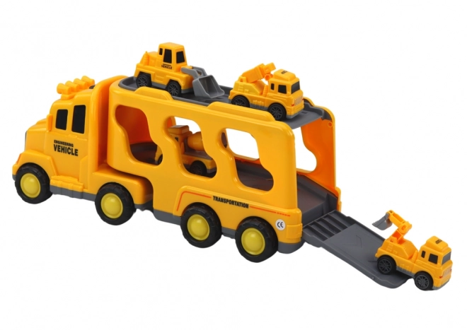 Toy Tow Truck with Construction Vehicles - Yellow