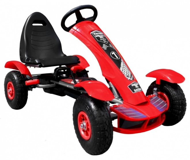 Racing Pedal Go-Kart XL for Kids 3+ Red + Inflatable Wheels + Adjustable Seat + Freewheel