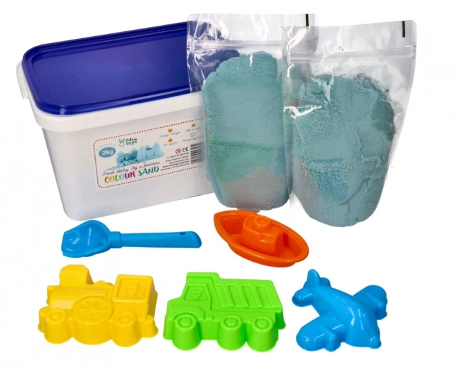 Kinetic Sand 2kg Blue with Vehicle Molds + Shovel