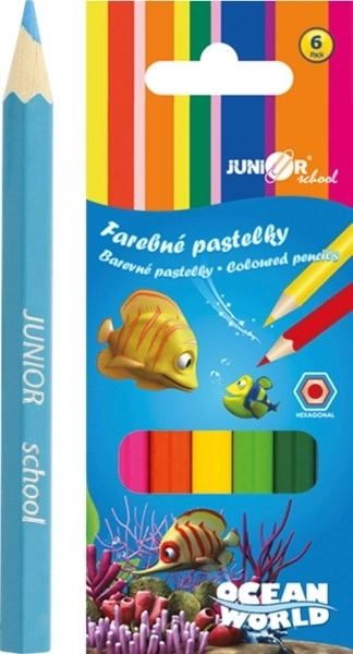 Short Hexagonal Colored Pencils Ocean World Set