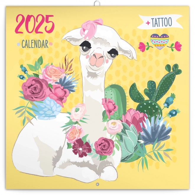 Happy Llamas 2025 Wall Calendar