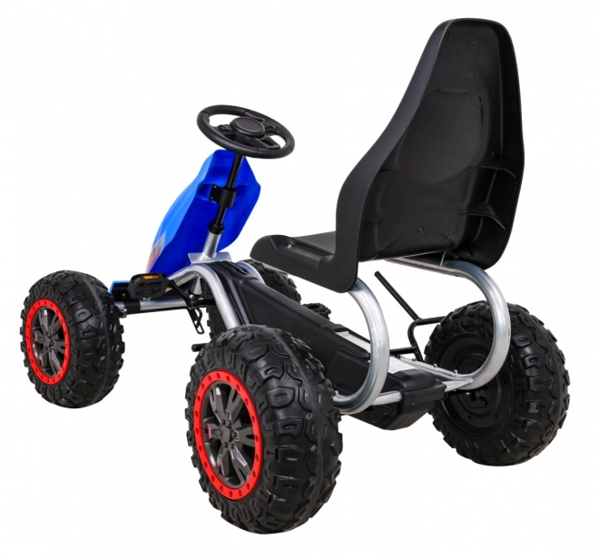 Large Pedal Go-Kart Strong for Children Blue + 100 kg Capacity + EVA Wheels + Hand Brake + Sports Seat