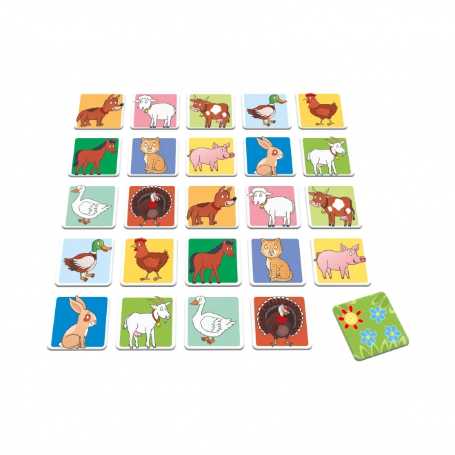 Memory Game with Cute Domestic Animals for Kids