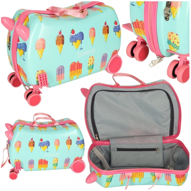 Kids Rolling Luggage with Ice Cream Design