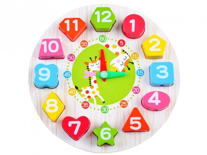 Educational Wooden Clock with Shape Sorter