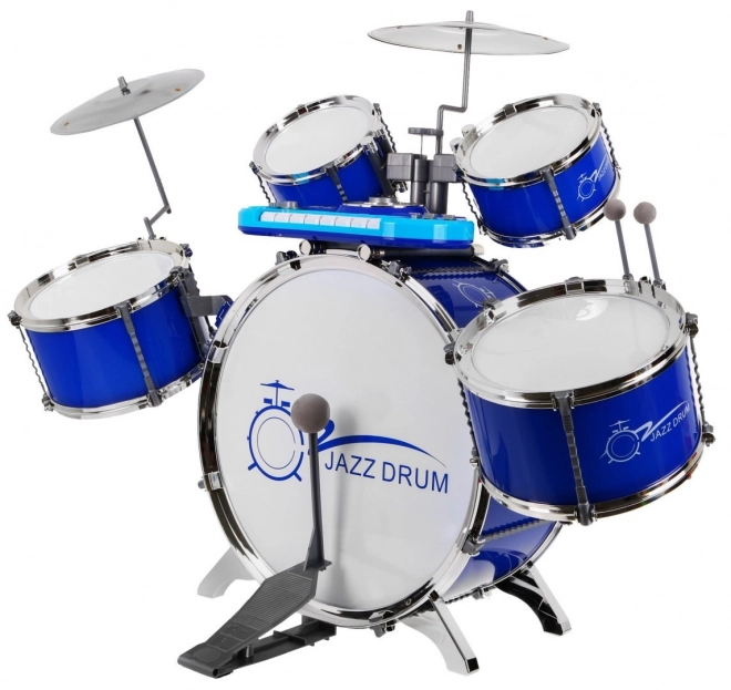 Musical Set Drum Kit with Keyboard and Microphone for Kids 3+ Blue