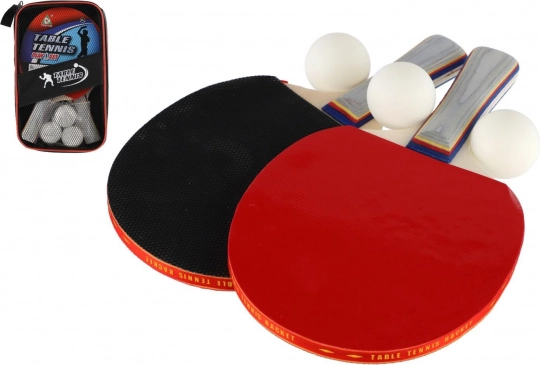 Sada na stolní tenis: 2 pálky + 3 míčky v pouzdru