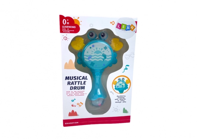 Musical Rattle Drum Blue Crab for Kids with Lights and Melodies