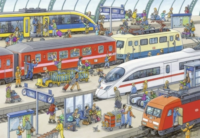 Busy Train Station Puzzle Set 2x24 Pieces