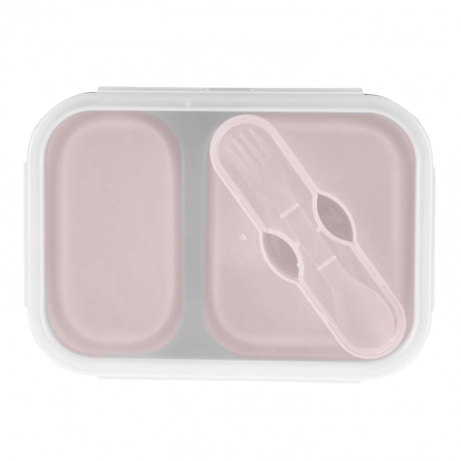 Silicone Lunch Box with Cutlery Old Pink