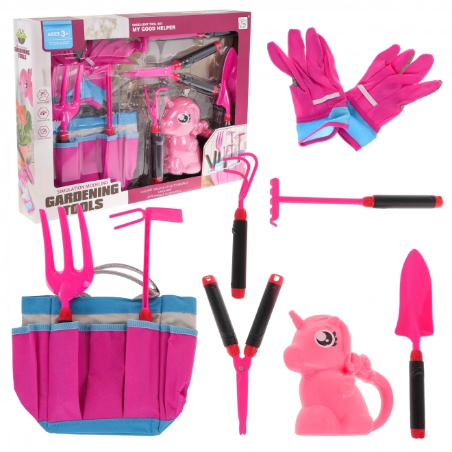 Pink Little Gardener Set for Kids 9 pcs