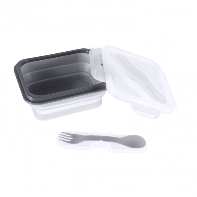 Silicone Snack Box with Cutlery - Dove Grey