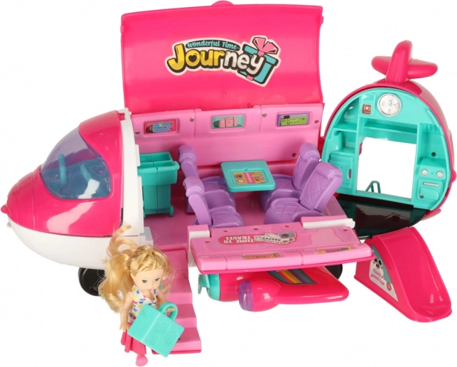 Aereo per bambole 2 in 1 con accessori rosa