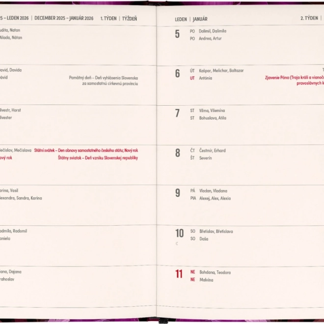 Notique Diary and Notebook Purple Flowers 2026