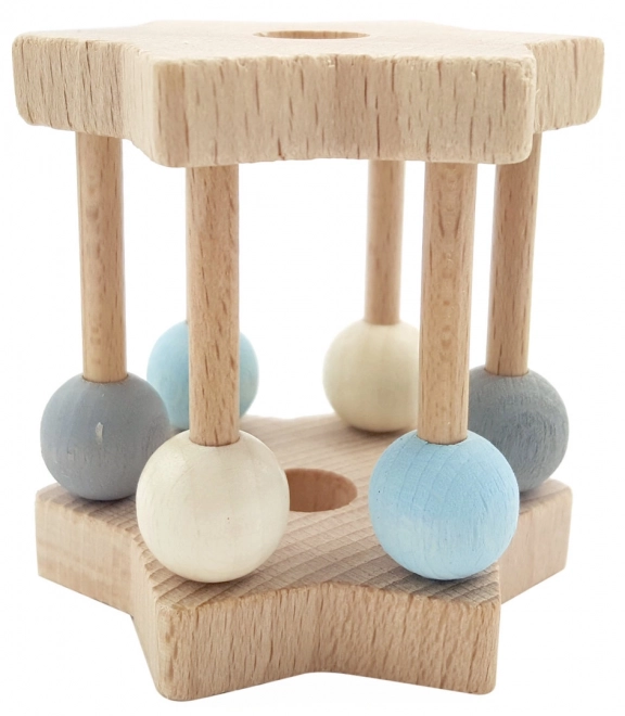 Wooden Baby Rattle Star Blue