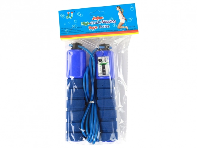 Blue Jump Rope with Counter and Adjustable Fitness Length