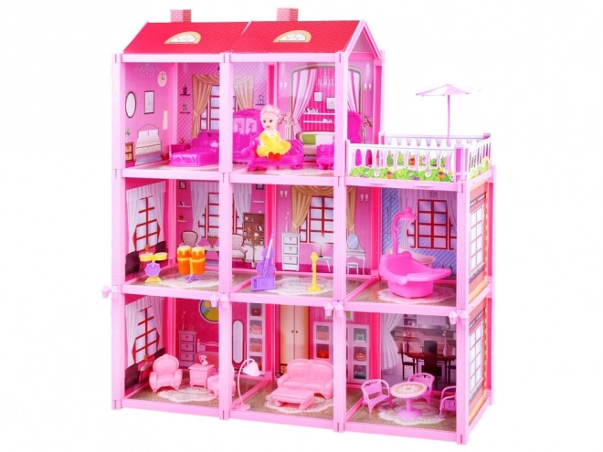 Large Dollhouse with Doll and Furniture