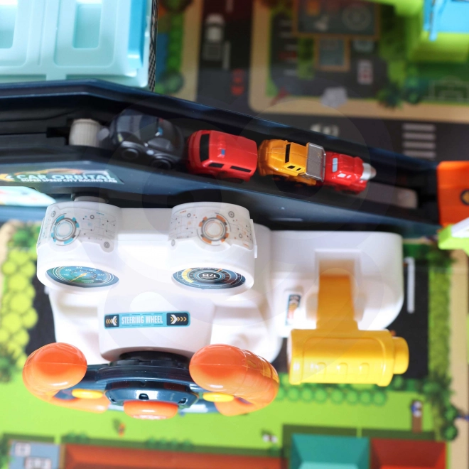 Parking Garage with Interactive Steering Wheel and 4 Cars