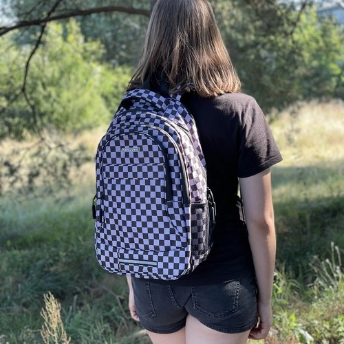 Designer Checkered Backpack with Shoe Bag 22L