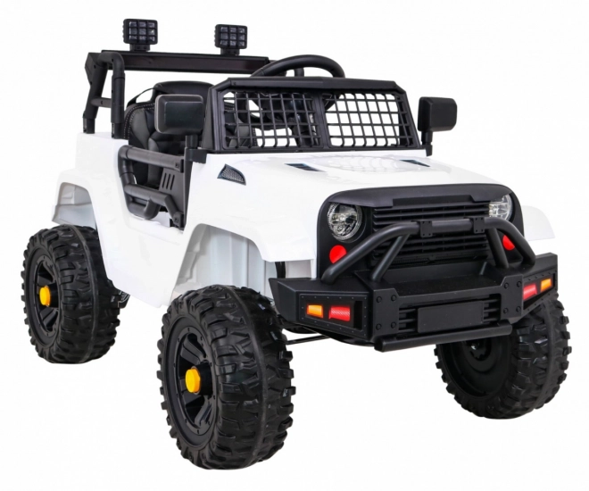 Mașină pe baterii Jeep Dark Night pentru copii + pornire lentă + EVA + LED audio – Bílé