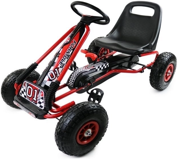 Pedal Air Kart + Inflatable Tires + Adjustable Seat – Red