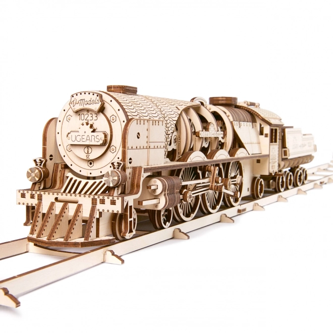 Ugears 3D Wooden Mechanical Puzzle Steam Locomotive V-Express 4-6-2 with Tender