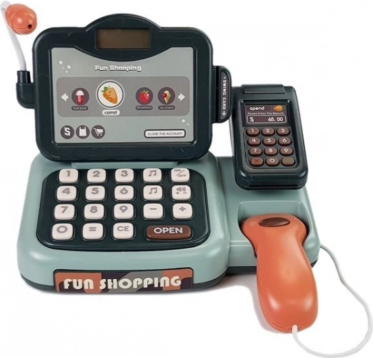 Real shop play with scanner and terminal