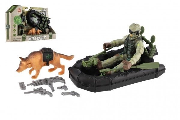 Military Adventure Playset with Boat, Soldier, and Dog