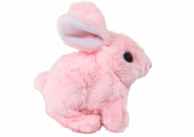 Interactive Walking Bunny Toy with Long Fur Pink