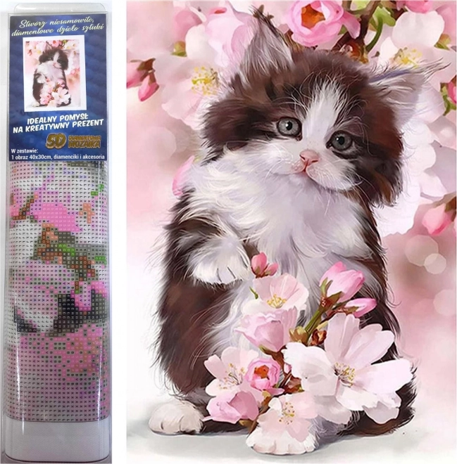 Diamond Mosaic - Cat Among Flowers