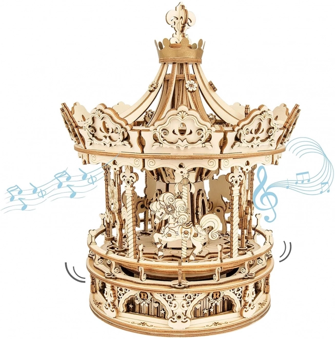 Rokr 3D Wooden Puzzle Romantic Carousel Music Box