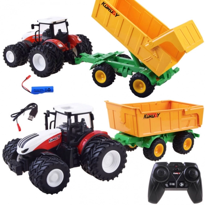 Remote Control Tractor with Rubber Wheels and Trailer