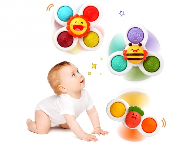 Sensory Fidget Spinner with Suction - Set of 3