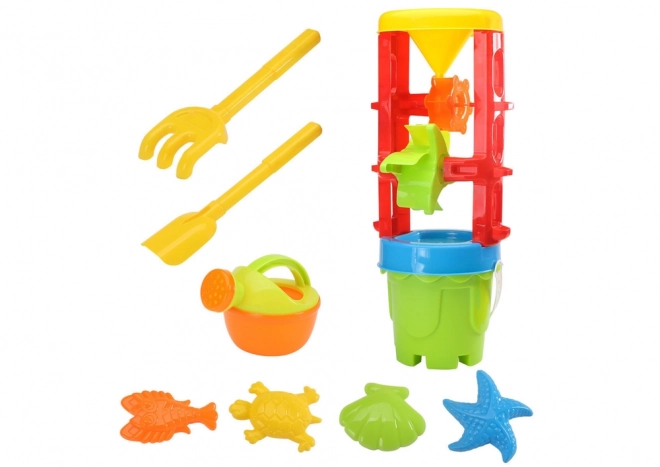 Colorful Sand Toys Set with Large Mill, Bucket, and Molds