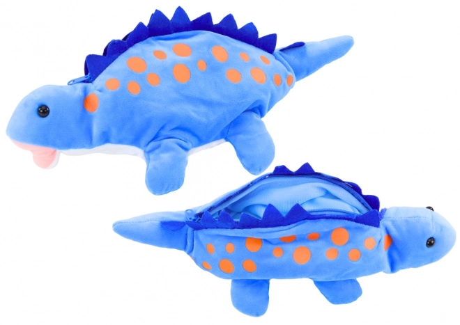 Plush Dinosaur Pencil Case with Hanger - Blue