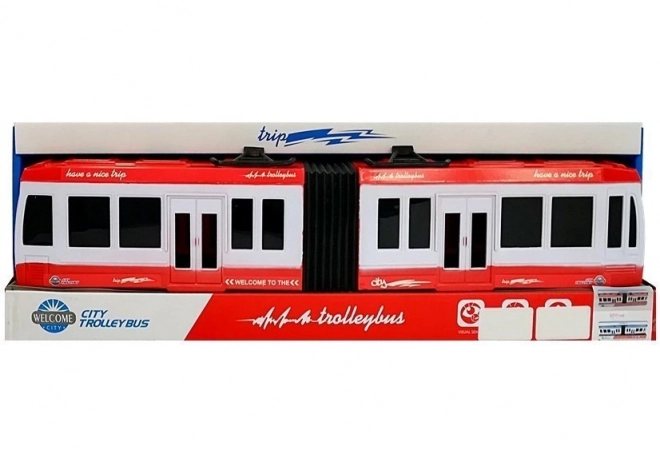 Red Articulated Bus with Friction Drive