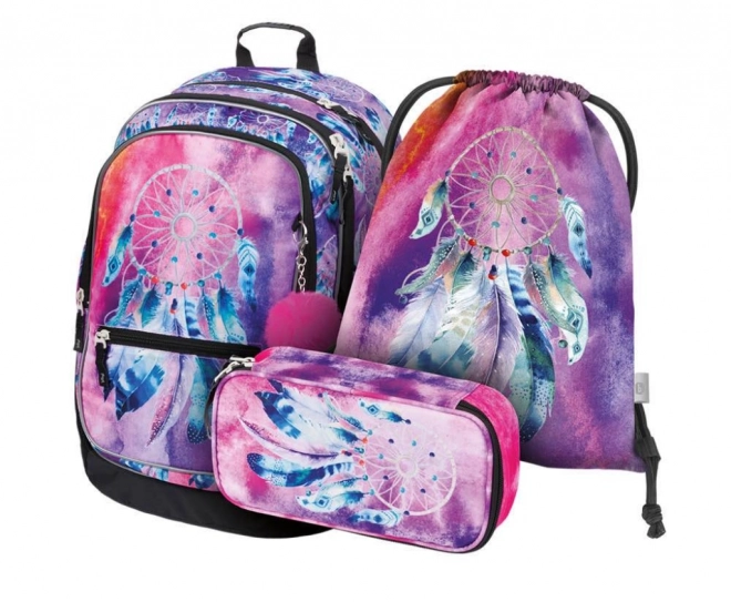 Baagl Backpack Set Dreamcatcher: Backpack, Pencil Case, and Shoe Bag