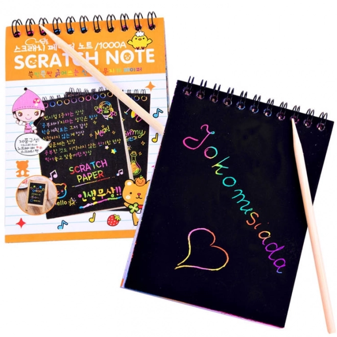 Rainbow Scratch Art Notepad with Stylus – orange